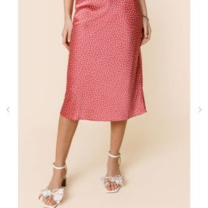 Pat Polka Dot Satin Midi Skirt 122